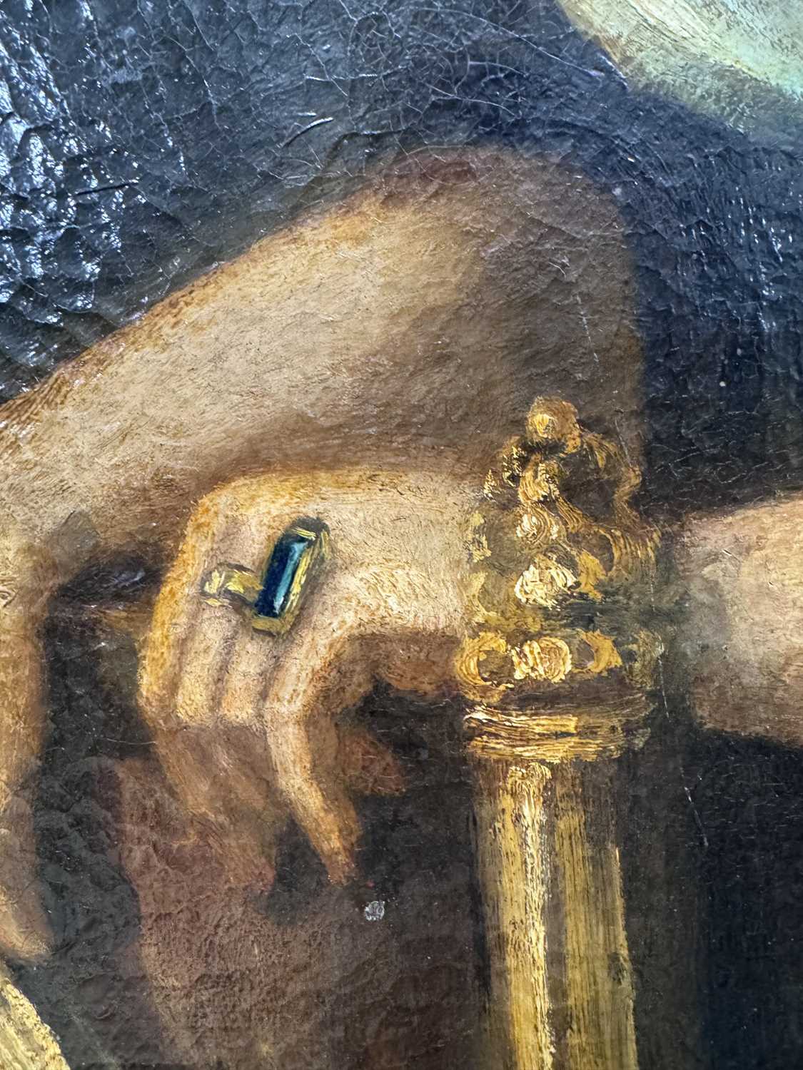 UNATTRIBUTED 18TH/19TH CENTURY BRITISH SCHOOL; oil on canvas, portrait of a lady in green - Image 7 of 7