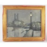 † KEN HOWARD OBE RA RBA NEAC (British, 1932-2022); oil on canvas, evening riverbank scene