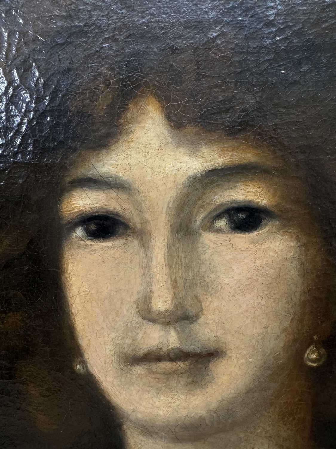 UNATTRIBUTED 18TH/19TH CENTURY BRITISH SCHOOL; oil on canvas, portrait of a lady in green - Image 3 of 7