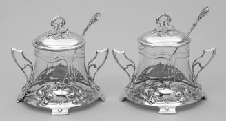 Paar Jugendstil-Bowlen mit Kellen