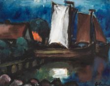 Karl Eulenstein – Mondlicht im Hafen von Nidden.