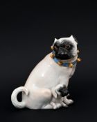 Tierfigur Mops mit Jungem, Meissen