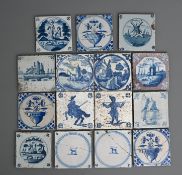 Zehn Fayence-Fliesen, 18. Jh.