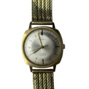 Gold men's wristwatch on woven band, Tusal