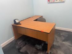 LOT OF 4 (72IN. X 60IN.) WOOD COLORED L DESKS SUPPORT EQUIPMENT. Located: 185 Route 109 West Baby...