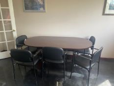 1 ESPRESSO COLORED CONFERENCE TABLE (36IN. X 72IN.) WITH 6 CHAIRS AND 1 WHITE (36IN. X 29IN.) 2