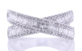 9ct White Gold 'X' Cross Over Diamond Ring 1.00 Carats