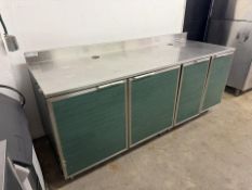 Duke Model No: SUBP - 84 M 84" Heavy Duty Stainless Steel 3 Door Worktop Cabinet w/Green Wood Finish