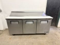 True TSSU-72-18-HC 72 3/8" 3 Door Refrigerated Sandwich Prep Table, 115 Volts, 1 Phase