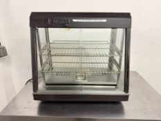 Avantco HDC-26 26" Self/Full Service 3 Shelf Countertop Heated Display Case with Sliding Doors