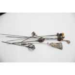 9 x Antique / Vintage .925 Sterling Silver Hat Pins Inc Charles Horner 58g - Please see all