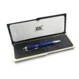 Montblanc Starwalker Blue Resin Fountain Pen w/ 14ct White Gold Nib WRITING Box - Dip Tested &