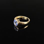 Tansanit Ring, Harry Ivens, 585/14k Gelbgold (punziert), Gesamtgewicht 2,58g, Ringgröße 59 *3530/42