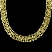 Aufwendig ausgearbeitetes Collier, 333/8k Gelbgold (punziert), 33,3g, Friedrich Binder Mannheim, Ri