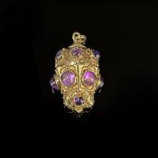 Ausgefallener Amethyst Anhänger, 750/18k Gelbgold (punziert und getestet), Gesamtgewicht 9,45g, eif
