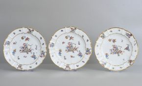 3 Teller Meissen Gelber Löwe, 18. Jhdt.