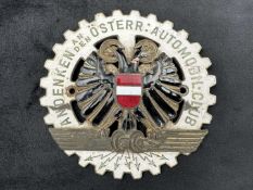 1930s Andenken an den Osterr Automobil Club, members Car Badge