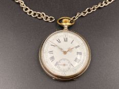 Early 20th century, plated, base metal cased, open face, keyless pocket watch,&nbsp;