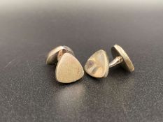 Pair of silver, fixed bar cufflinks,&nbsp;