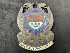 1930's Kolo Automobilista Auto-Klub members car badge