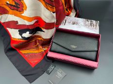 OSPREY, LONDON, "Hampstead-Matinee leather purse, together with a Graeme Ellisdon Ltd Ed Silk Scarf,