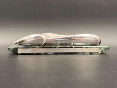 "FIRST PLACE, PEBBLE BEACH CONCOURS d ELEGANCE, AUGUST 18. 1991", silver and marble trophy,&nbsp;