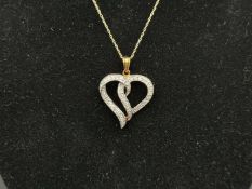 Gold and Diamond Heart&nbsp;Pendant on Gold Chain