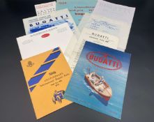 BUGATTI, a quantity of 20th century pamphlets, letterhead and ephemera,