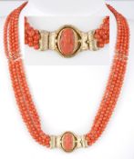 Biedermeier Korallen Kamee Collier,