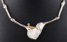 Bernd WOLF 925 Silber Design Collier mit Goldeinlage und Brillanten,