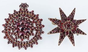Granat Anhänger und Brosche, Böhmischer Granatschmuck,