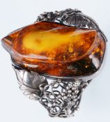 Großer Bernstein Armreif 925 Silber,