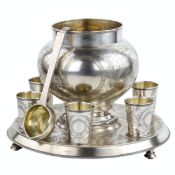 Russian gift silver punch set. A. Ivanov factory. Moscow 1895