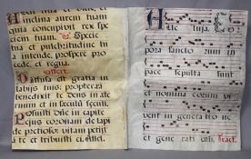 Pergament. Lateinische Notenhandschrift auf Pergament des 18. Jhrdts., vermutlich Spanien. Folio –