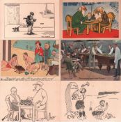 Postkarte. Karikatur. “Schachmatt. Herausspinger eine Runde“. Farbige und postalisch nicht gelaufene