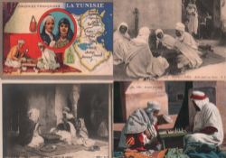 Postkarte. Brettspielszenen mit Orientalen, Araber und Beduinen. 22, meist farbige und teils
