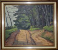 Neuss, Karl. “Waldrand im Frühling bei Gandersheim“. Ölmalerei auf Malpappe. Unten links signiert "