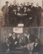 Postkarte. Herren beim Schachspiel. Postalisch nicht gelaufene schwarzweiße Postkarte aus den 1920er