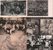 Postkarte. Soldaten beim Schachspiel. 12 schwarzweiße und teilweise postalisch gelaufene Postkarten,