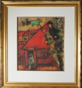 Chagall, Marc. "Das rote Haus / La maison rouge". Reproduktion im rasterfreien Granolitho –