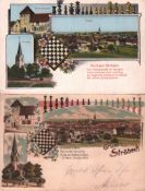 Postkarte. Ströbeck. 2 postalisch gelaufene, farbige Postkarten (eine mit Poststempel aus