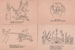 Postkarte. Herkenrath, August. Serie mit 20 schwarzweißen Postkarten nach Federzeichnungen von