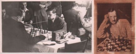 Postkarte. Aljechin, Alexander. Postalisch nicht gelaufene schwarzweiße Fotopostkarte von Aljechin