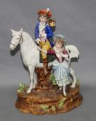 Porzellan. Wagner & Apel - Lippelsdorf. Junges Liebespaar mit Pferd. Figurengruppe, mattes Inkarnat,