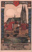 Postkarte. Regensburg 1921. Farbige, postalisch gelaufene Postkarte zum II. bayerischen