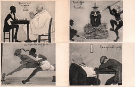 Postkarte. Karikatur. Schilt, L. A. 10 Schaak - Caricaturen naar tekeningen door L A. Schilt.