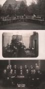 Postkarte. Schachgesellschaft. 3 postalisch nicht gelaufene schwarzweiße Fotopostkarten, jeweils mit