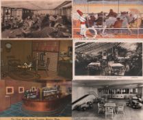 Postkarte. Innenräume mit Schachausstattung. Konvolut von 80, teils farbigen und teilweise