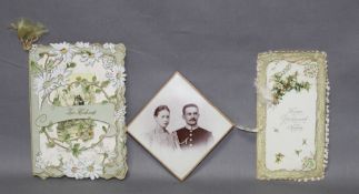 Glückwunschkarten. Verlobungsphoto mit Glückwunschkartensammlung zur Verlobung (1896) und