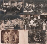 Postkarte. Soldaten und Matrosen beim Schachspiel. 12 schwarzweiße und teilweise postalisch